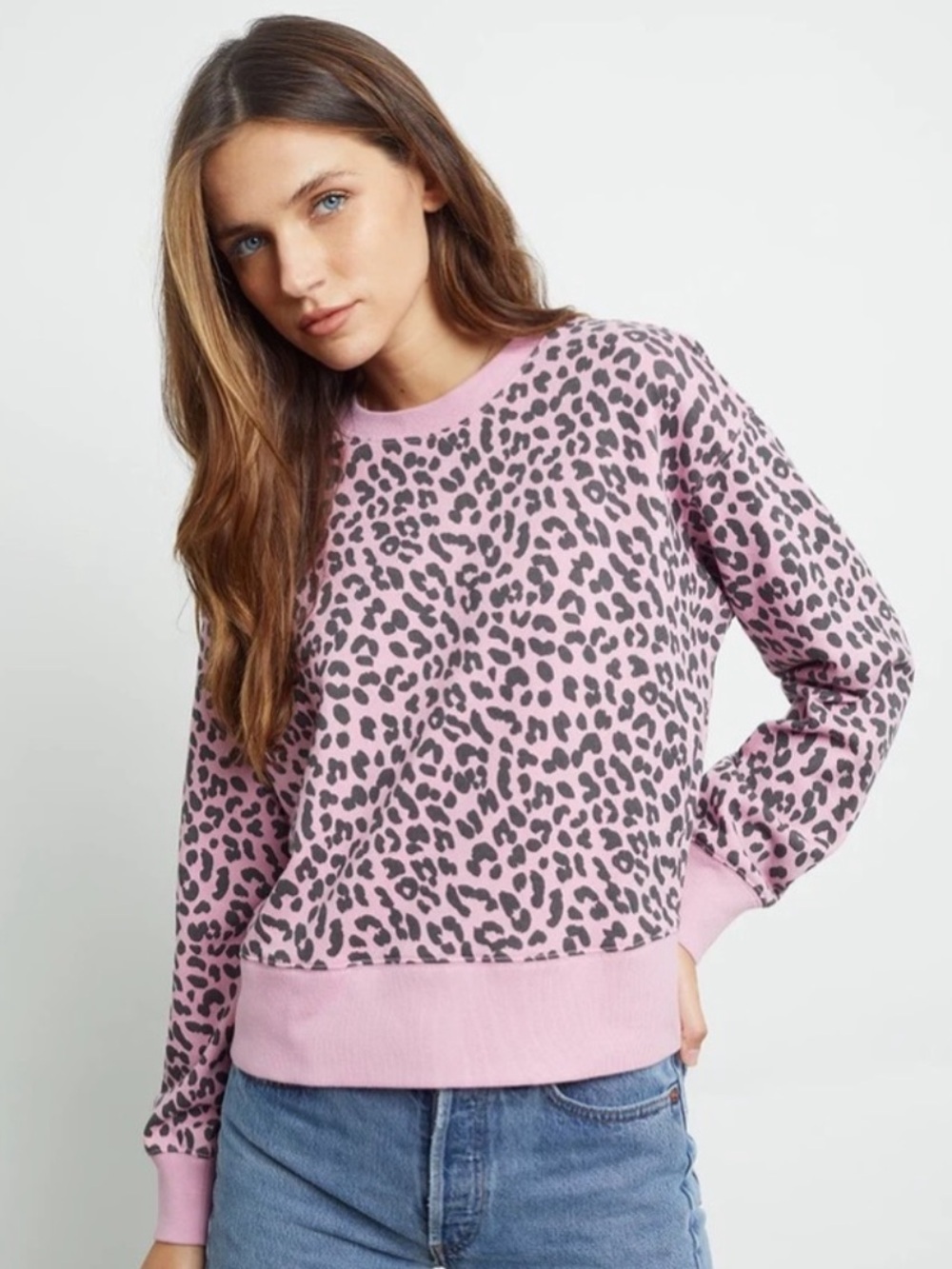RAILS Cheetah Leopard Pink Jaguar Animal Print Sweatshirt Crew Pullover Top